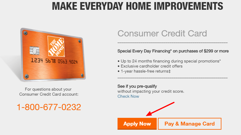 Home Depot Consumer Credit Card online Application