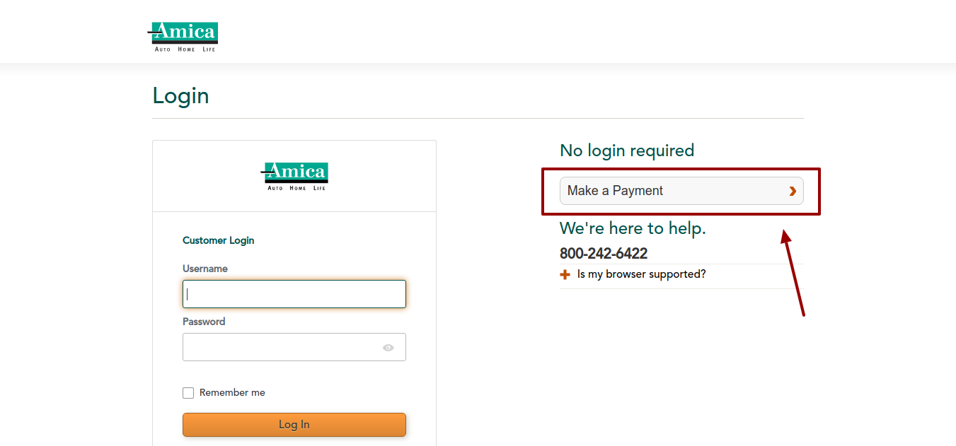 Amica Insurance Make payment