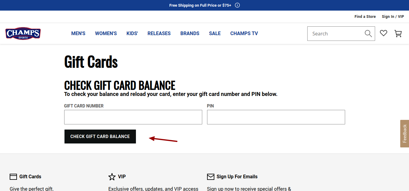 Champs Gift Card Check Balance