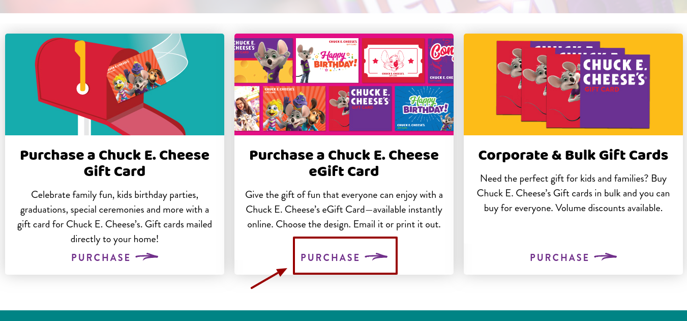 Chuck E Cheeses Gift Card Purchase