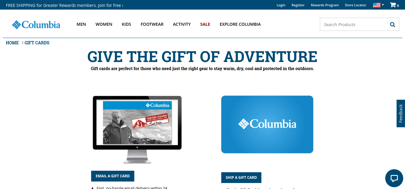 Columbia Gift Card Logo