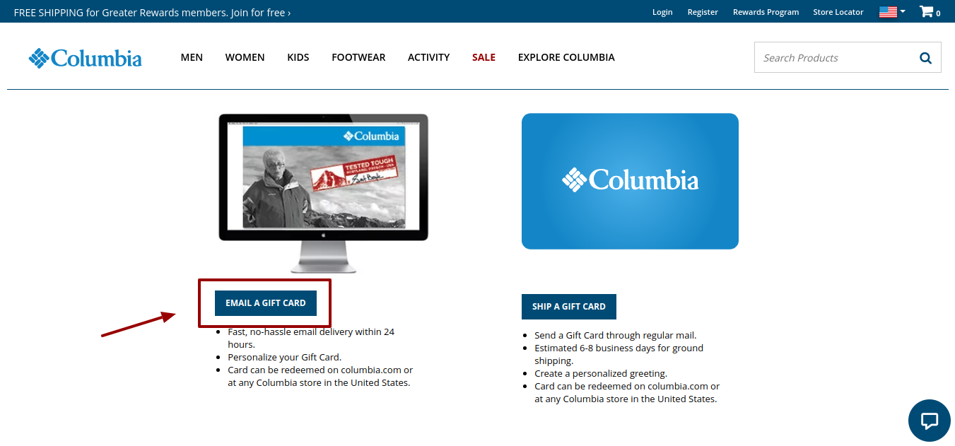 Columbia Gift Card