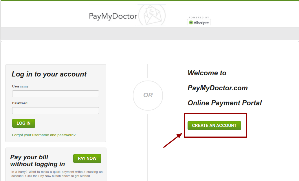 PayMyDoctor Create account