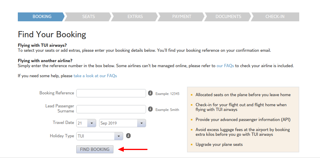 TUI Find Booking