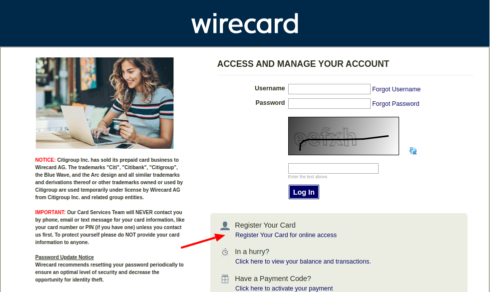 Citi wirecard Register