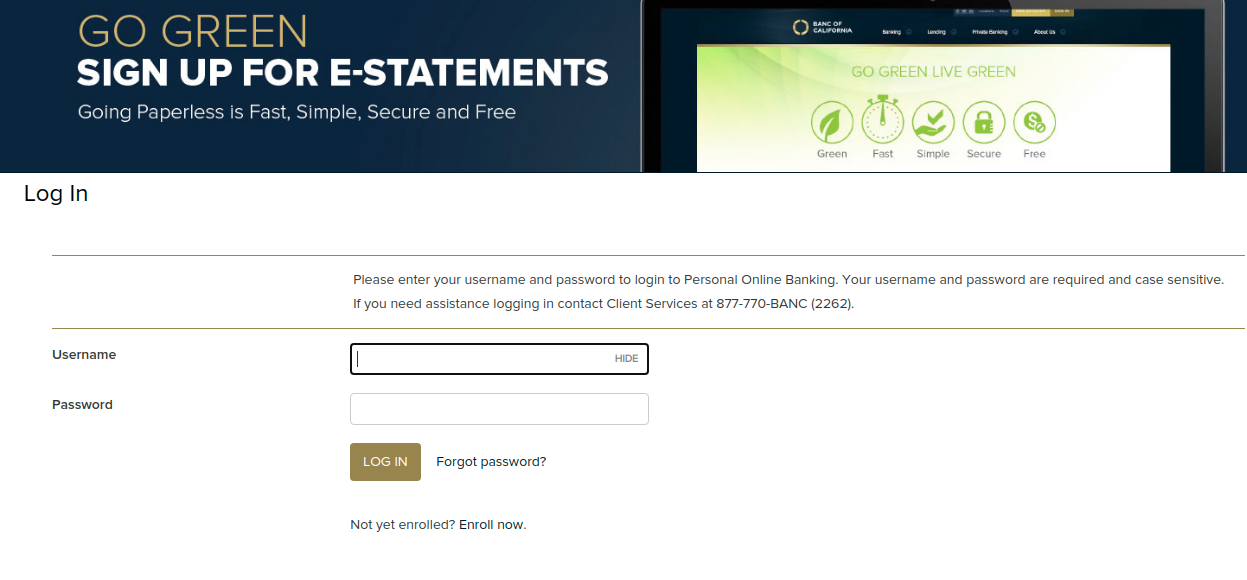 Banc of California Log in