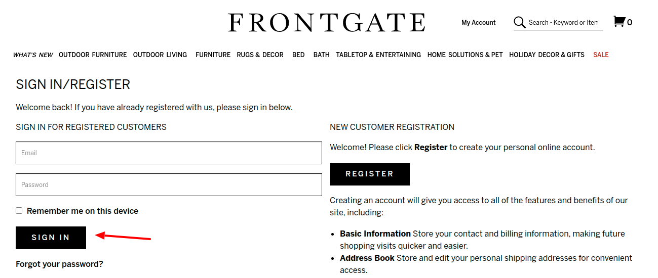 Frontgate Login